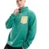 Cotton:On Cotton On Quarter Zip Relaxed Fleece Sweatshirt With Contrast Pocket In Washed Green For Men 1 Cotton:On Cotton On Quarter Zip Relaxed Fleece Sweatshirt With Contrast Pocket In Washed Green For Men -Cotton:On Sales Store 205729523 1 green