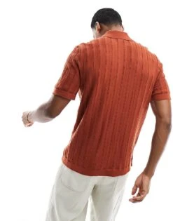 Cotton:On Cotton On Ladder Open Knit Shirt In Rust For Men Clay Ladder 10 Cotton:On Cotton On Ladder Open Knit Shirt In Rust For Men Clay Ladder -Cotton:On Sales Store 205729685 4