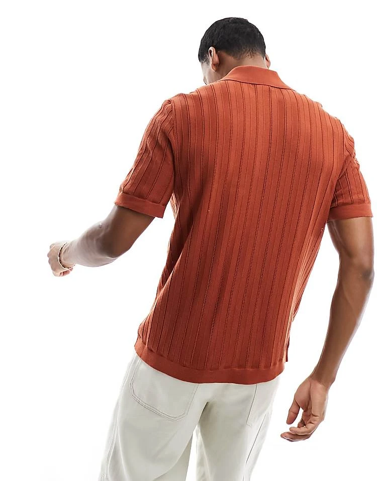Cotton:On Cotton On Ladder Open Knit Shirt In Rust For Men Clay Ladder 6 Cotton:On Cotton On Ladder Open Knit Shirt In Rust For Men Clay Ladder - Image 4