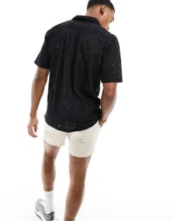 Cotton:On Cotton On Relaxed Revere Shirt In Black Broderie For Men 9 Cotton:On Cotton On Relaxed Revere Shirt In Black Broderie For Men -Cotton:On Sales Store 206042596 3