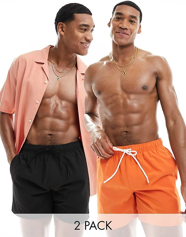 Cotton:On Cotton On Lined Relaxed Swim Shorts 2 Pack Orange Black For Men Black Orange 2 Cotton:On Cotton On Lined Relaxed Swim Shorts 2 Pack Orange Black For Men Black Orange
