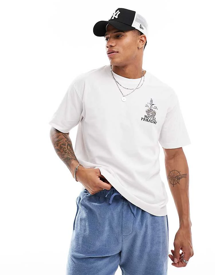 Cotton:On Cotton On Oversized T-shirt With Hotel Paradiso Graphic For Men White 4 Cotton:On Cotton On Oversized T-shirt With Hotel Paradiso Graphic For Men White - Image 2
