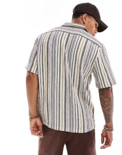 Cotton:On Cotton On Relaxed Shirt In Retro Gauze Stripe For Men Pale Lime Multi 10 Cotton:On Cotton On Relaxed Shirt In Retro Gauze Stripe For Men Pale Lime Multi -Cotton:On Sales Store 206259761 4
