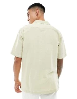 Cotton:On Cotton On Linen Blend Relaxed Shirt With Floral Embroidery For Men Faded Lime 10 Cotton:On Cotton On Linen Blend Relaxed Shirt With Floral Embroidery For Men Faded Lime -Cotton:On Sales Store 206259778 4