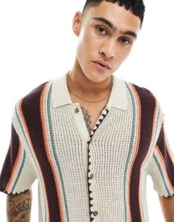Cotton:On Cotton On Cabana Linen Blend Stripped Knit Shirt In Multi For Men Stone Vert Stripe 9 Cotton:On Cotton On Cabana Linen Blend Stripped Knit Shirt In Multi For Men Stone Vert Stripe -Cotton:On Sales Store 206259783 4