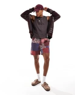 Cotton:On Cotton On Quick Dry Swim Shorts In Retro Patchwork Print For Men Burgundy -Cotton:On Sales Store 206259792 1 burgundy 1