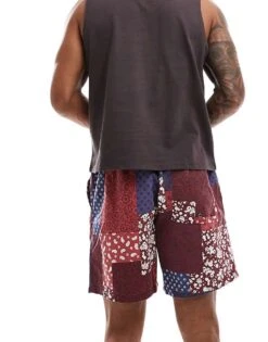 Cotton:On Cotton On Quick Dry Swim Shorts In Retro Patchwork Print For Men Burgundy -Cotton:On Sales Store 206259792 4