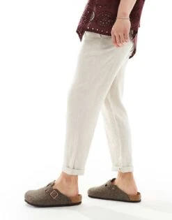 Cotton:On Cotton On Relaxed Straight Leg Linen Trousers In Oatmeal For Men -Cotton:On Sales Store 206259864 4