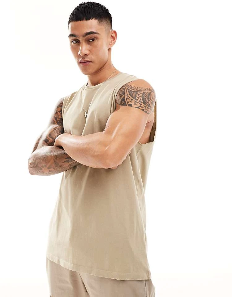 Cotton:On Cotton On Relaxed Vest In Stone For Men Gravel Stone 7 Cotton:On Cotton On Relaxed Vest In Stone For Men Gravel Stone - Image 5