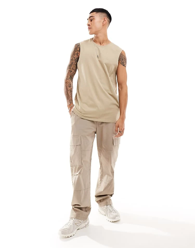 Cotton:On Cotton On Relaxed Vest In Stone For Men Gravel Stone 5 Cotton:On Cotton On Relaxed Vest In Stone For Men Gravel Stone - Image 3