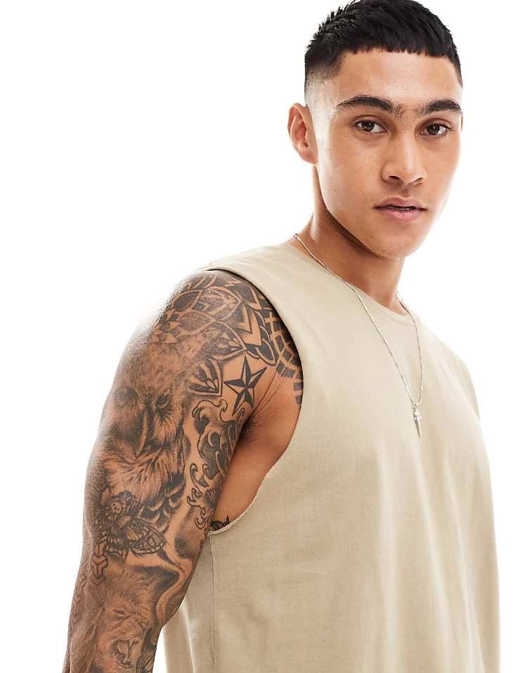 Cotton:On Cotton On Relaxed Vest In Stone For Men Gravel Stone 6 Cotton:On Cotton On Relaxed Vest In Stone For Men Gravel Stone - Image 4