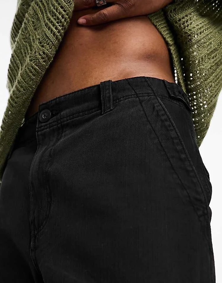 Cotton:On Cotton On Relaxed Cargo Trousers In Herringbone Black For Men Jet Black 4 Cotton:On Cotton On Relaxed Cargo Trousers In Herringbone Black For Men Jet Black - Image 2