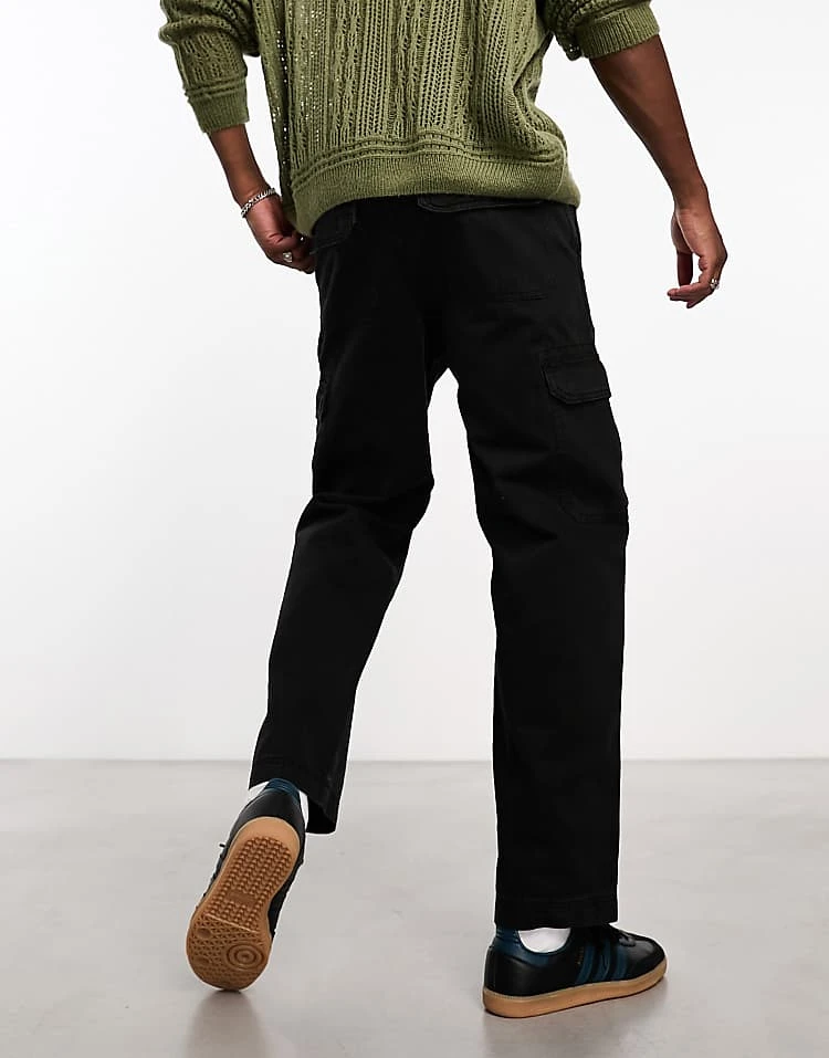 Cotton:On Cotton On Relaxed Cargo Trousers In Herringbone Black For Men Jet Black 5 Cotton:On Cotton On Relaxed Cargo Trousers In Herringbone Black For Men Jet Black - Image 3