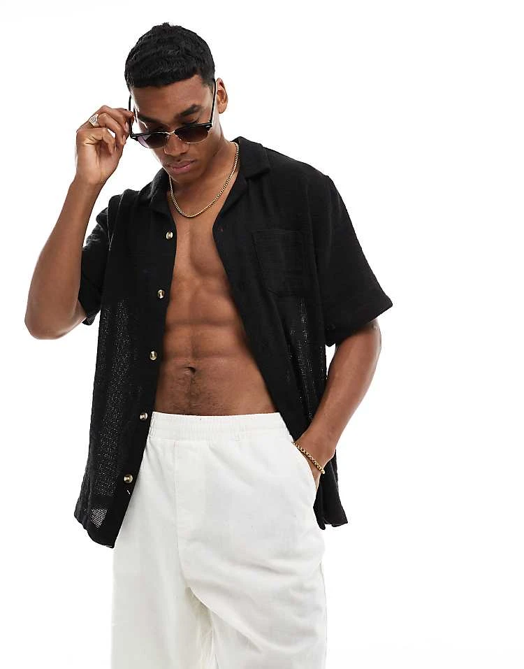 Cotton:On Cotton On Relaxed Shirt In Retro Gauze Black For Men Washed Black 7 Cotton:On Cotton On Relaxed Shirt In Retro Gauze Black For Men Washed Black - Image 5