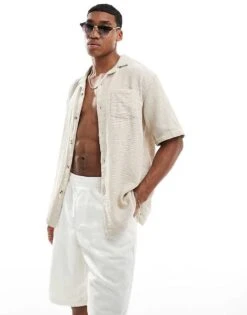 Cotton:On Cotton On Relaxed Shirt In Retro Gauze Ecru For Men