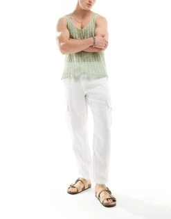 Cotton:On Cargo Linen Pant In White For Men White Cargo