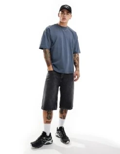 Cotton:On Cotton On Box Fit Scoop Hem T-shirt In Denim Blue For Men Dusty Denim