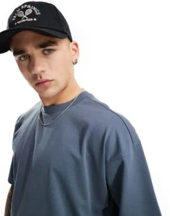 Cotton:On Cotton On Box Fit Scoop Hem T-shirt In Denim Blue For Men Dusty Denim -Cotton:On Sales Store 206669895 4