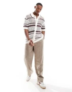 Cotton:On Cotton On Pablo Short Sleeve Knitted Shirt In Cream Stripe For Men Vanilla Retro Stripe -Cotton:On Sales Store 206669921 1 vanillaretrostripe 1