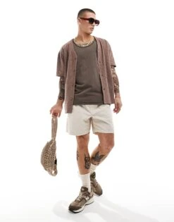 Cotton:On Cotton On Loose Fit Rib Tak Top In Brown For Men Ashen Brown