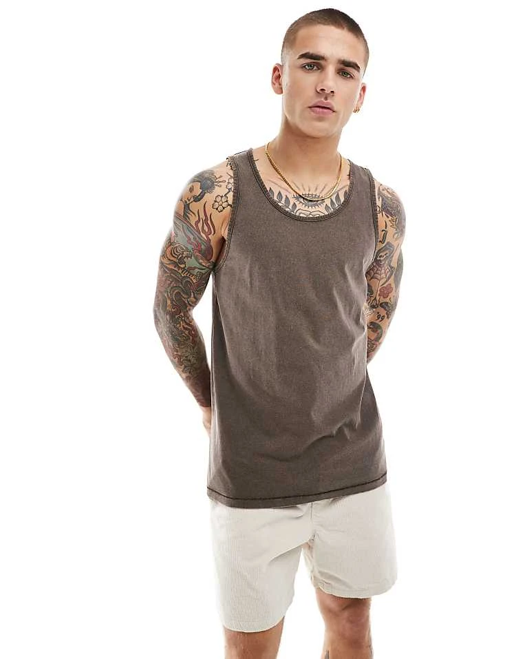 Cotton:On Cotton On Loose Fit Rib Tak Top In Brown For Men Ashen Brown 5 Cotton:On Cotton On Loose Fit Rib Tak Top In Brown For Men Ashen Brown - Image 3