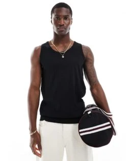 Cotton:On Cotton On Loose Fit Rib Tak Top In Black For Men