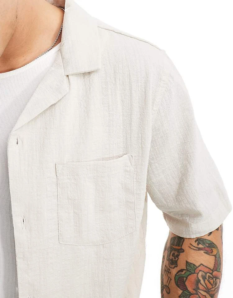 Cotton:On Cotton On Riviera Short Sleeve Shirt In Light Taupe For Men 6 Cotton:On Cotton On Riviera Short Sleeve Shirt In Light Taupe For Men - Image 4