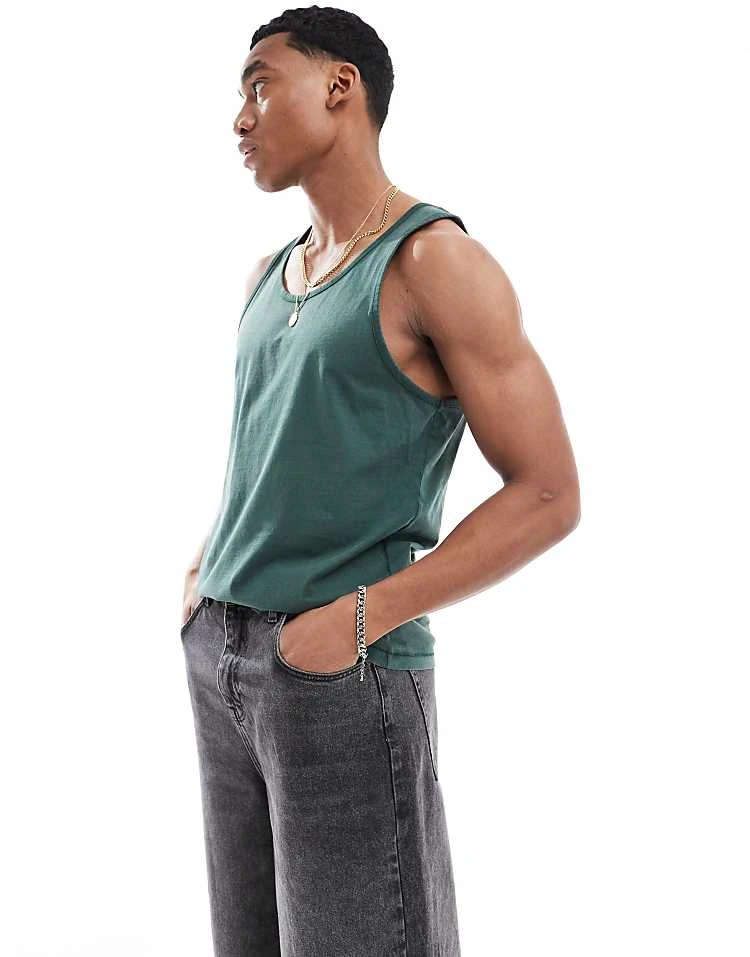 Cotton:On Cotton On Loose Fit Rib Tank Top In Green For Men Pine Needle Green 7 Cotton:On Cotton On Loose Fit Rib Tank Top In Green For Men Pine Needle Green - Image 5