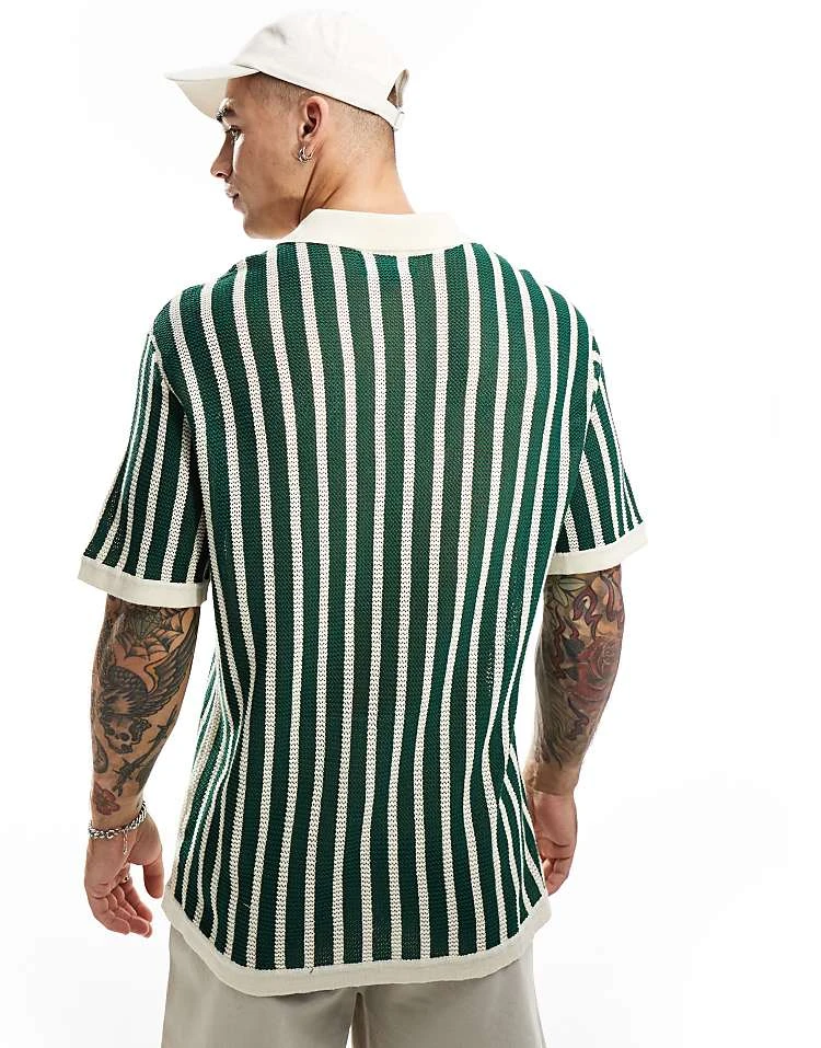 Cotton:On Cotton On Resort Short Sleeve Knit Polo In Green Stripe For Men 4 Cotton:On Cotton On Resort Short Sleeve Knit Polo In Green Stripe For Men - Image 2