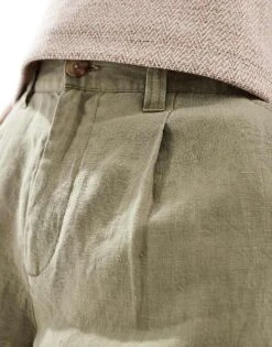 Cotton:On Cotton On Linen Pleat Short In Faded Clover Green For Men -Cotton:On Sales Store 206670006 3