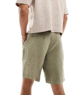 Cotton:On Cotton On Linen Pleat Short In Faded Clover Green For Men -Cotton:On Sales Store 206670006 5