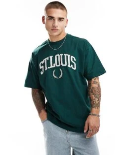 Cotton:On Cotton On Box Fit St Louis T-shirt In Green For Men Pineneedle Green -Cotton:On Sales Store 206670074 1 pineneedlegreen 1