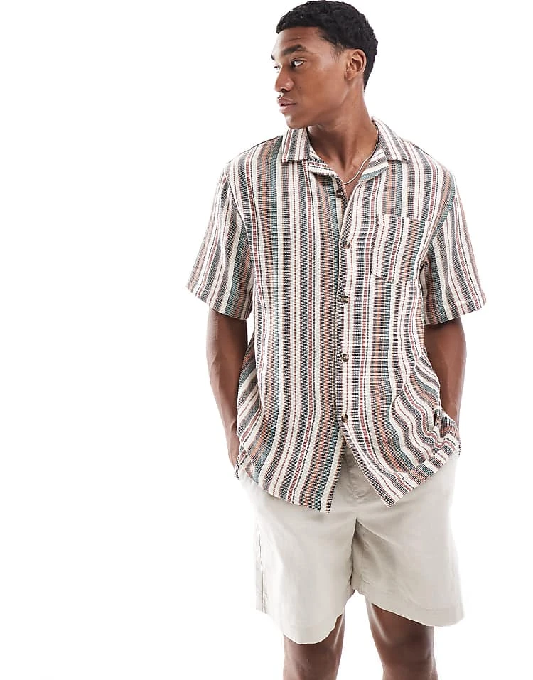 Cotton:On Cotton On Short Sleeve Stripe Shirt In Multi Stripe For Men 7 Cotton:On Cotton On Short Sleeve Stripe Shirt In Multi Stripe For Men - Image 5