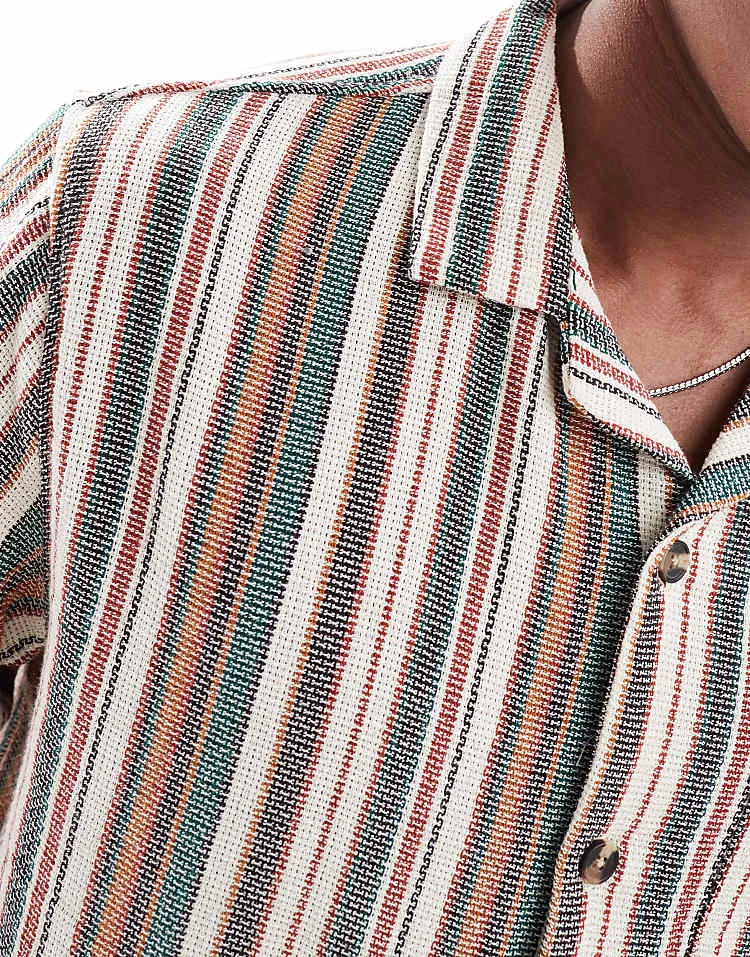 Cotton:On Cotton On Short Sleeve Stripe Shirt In Multi Stripe For Men 6 Cotton:On Cotton On Short Sleeve Stripe Shirt In Multi Stripe For Men - Image 4