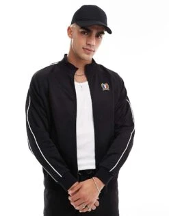 Cotton:On Cotton On Tricot Sports Zip Up Jacket In Black For Men