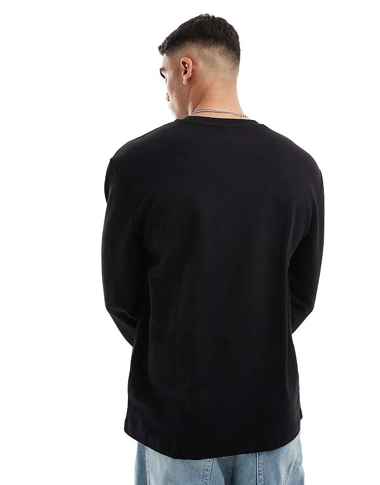 Cotton:On Cotton On Loose Fit Rib Long Sleeve T-shirt Black For Men 5 Cotton:On Cotton On Loose Fit Rib Long Sleeve T-shirt Black For Men - Image 3