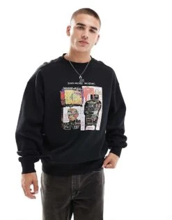 Cotton:On Cotton On Basquiat Art Print Relaxed Sweatshirt In Black For Men 11 Cotton:On Cotton On Basquiat Art Print Relaxed Sweatshirt In Black For Men -Cotton:On Sales Store 206827264 1 black 1