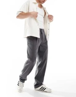 Cotton:On Cotton On Relaxed Pleated Smart Trousers In Charcoal For Men -Cotton:On Sales Store 206827285 4