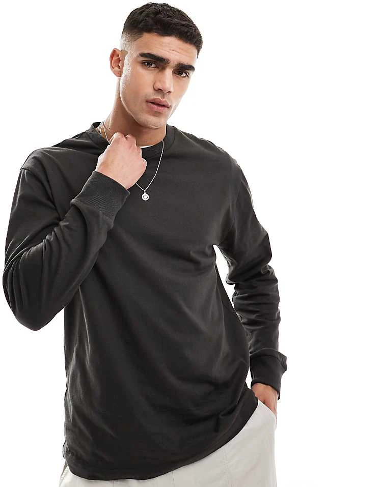 Cotton:On Cotton On Loose Fit Long Sleeve T-shirt In Washed Black For Men 3 Cotton:On Cotton On Loose Fit Long Sleeve T-shirt In Washed Black For Men