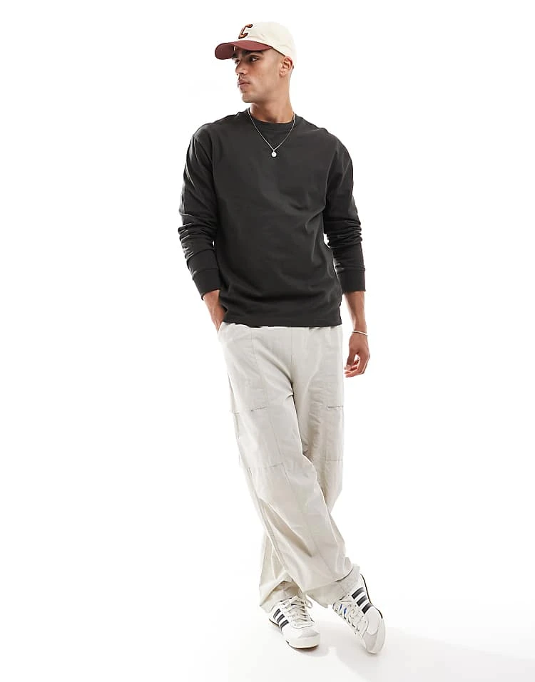 Cotton:On Cotton On Loose Fit Long Sleeve T-shirt In Washed Black For Men 4 Cotton:On Cotton On Loose Fit Long Sleeve T-shirt In Washed Black For Men - Image 2