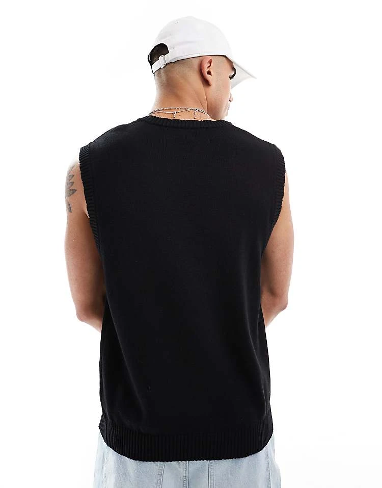 Cotton:On Cotton On Pullover Vintage Knitted Vest In Black For Men 5 Cotton:On Cotton On Pullover Vintage Knitted Vest In Black For Men - Image 3