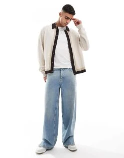 Cotton:On Cotton On Knitted Button Front Collar Detail Cardigan In Natural Stripe For Men 11 Cotton:On Cotton On Knitted Button Front Collar Detail Cardigan In Natural Stripe For Men -Cotton:On Sales Store 206827351 1 natural 1