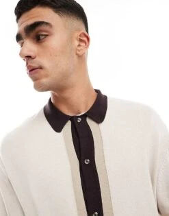 Cotton:On Cotton On Knitted Button Front Collar Detail Cardigan In Natural Stripe For Men 8 Cotton:On Cotton On Knitted Button Front Collar Detail Cardigan In Natural Stripe For Men -Cotton:On Sales Store 206827351 2