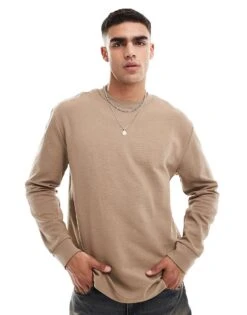 Cotton:On Cotton On Loose Fit Rib Long Sleeve T-shirt In Taupe For Men -Cotton:On Sales Store 206827369 1 taupe 1