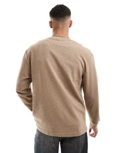 Cotton:On Cotton On Loose Fit Rib Long Sleeve T-shirt In Taupe For Men -Cotton:On Sales Store 206827369 4