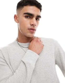 Cotton:On Cotton On Chunky Waffle Long Sleeve T-shirt In Grey For Men Grey Marle Waffle 10 Cotton:On Cotton On Chunky Waffle Long Sleeve T-shirt In Grey For Men Grey Marle Waffle -Cotton:On Sales Store 206827395 4
