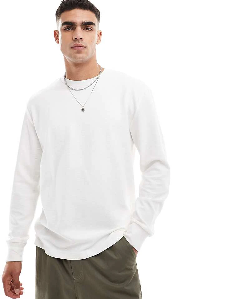 Cotton:On Cotton On Loose Fit Rib Long Sleeve T-shirt In Vintage White For Men 7 Cotton:On Cotton On Loose Fit Rib Long Sleeve T-shirt In Vintage White For Men - Image 5