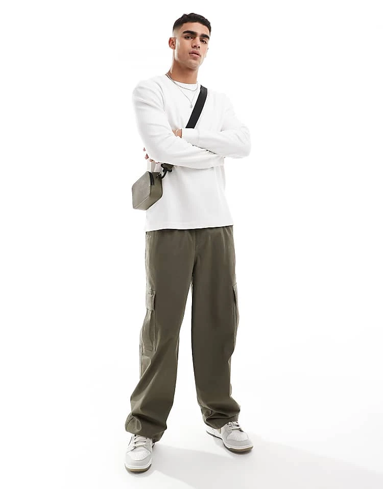 Cotton:On Cotton On Loose Fit Rib Long Sleeve T-shirt In Vintage White For Men 5 Cotton:On Cotton On Loose Fit Rib Long Sleeve T-shirt In Vintage White For Men - Image 3