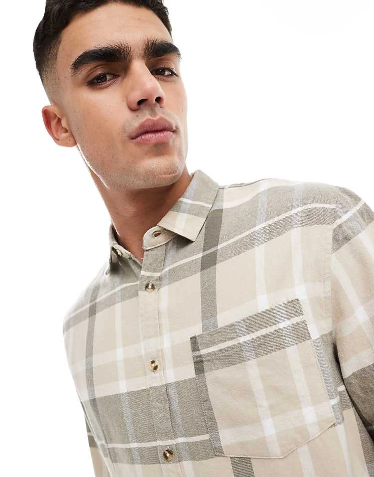 Cotton:On Cotton On Oversized Long Sleeve Shirt In Natural Check For Men Natural Window Check 4 Cotton:On Cotton On Oversized Long Sleeve Shirt In Natural Check For Men Natural Window Check - Image 2
