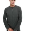 Cotton:On Cotton On Chunky Waffle Long Sleeve T-shirt In Green For Men Army Waffle